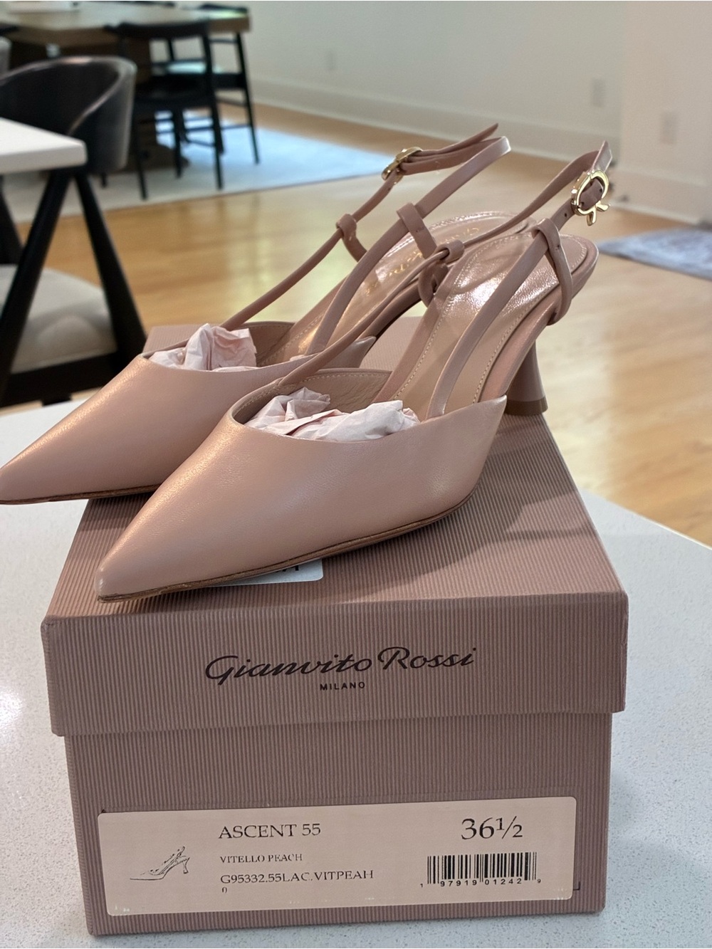 Gianvito Rossi Ascent 55 Nude Leather Slingback Pumps